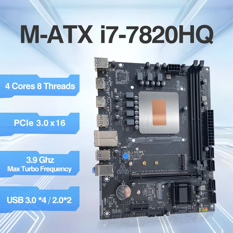 ERYING لتقوم بها بنفسك LGA 1151 اللوحة الأم وحدة المعالجة المركزية كومبو عدة Interposer i7 7820HQ 4C8T 2.9-3.9Ghz DDR4 placa base con processador PC كاملة