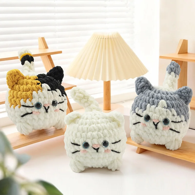 Cat Doll Crochet Material Pack Handmade DIY Knitting Animal Sery Crochet Kit DIY Crochet Kit For Beginners Step-by-Step
