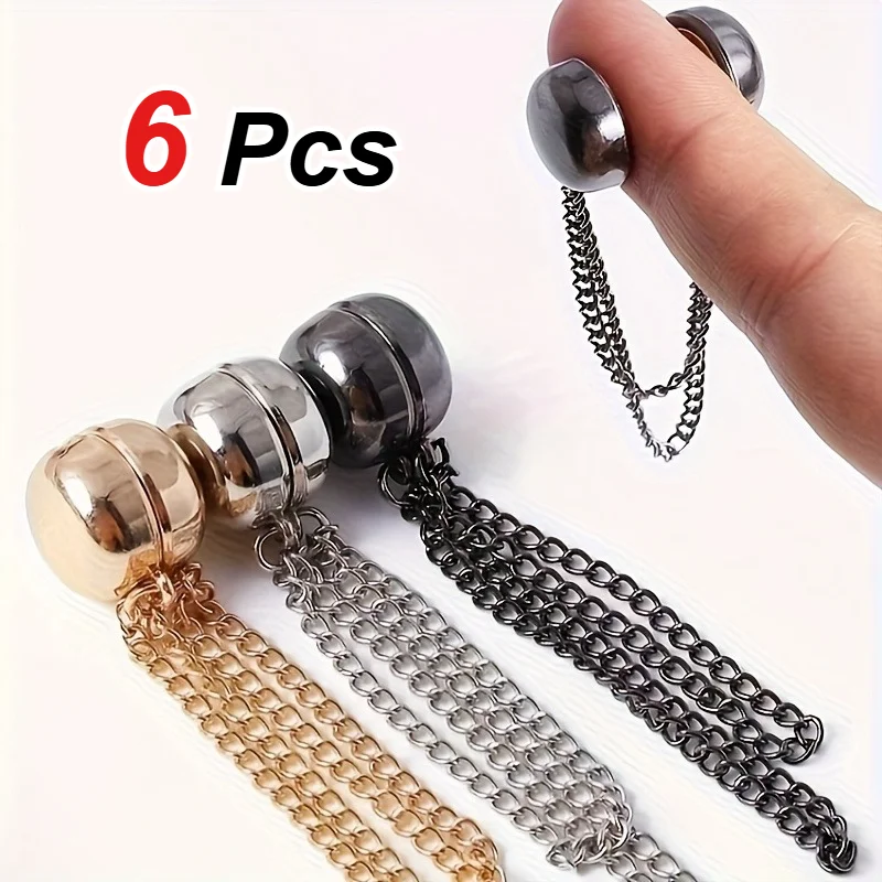 6-PCS T-Shirt Shortening Tool, Magnetic Clothing Adjustment Buckle, Tightening Button, Pants Hem Fixing Waist Tightening Button