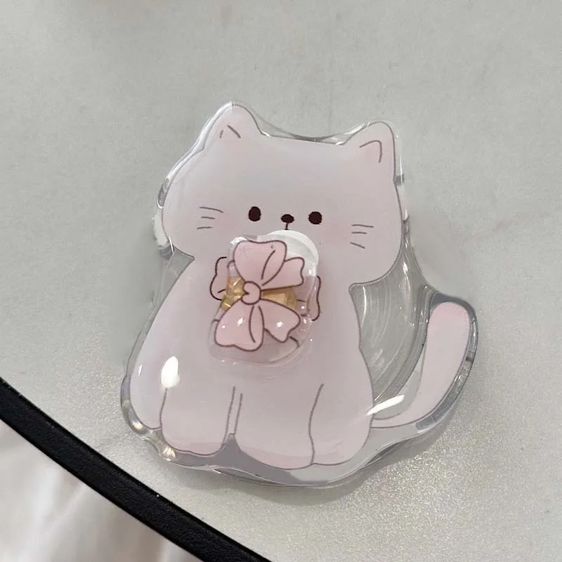 Immagine 5: Supporto per telefono in acrilico telescopico girevole con fiocco a forma di gatto cartone animato coreano, accessorio decorativo carino per iPhone e Android