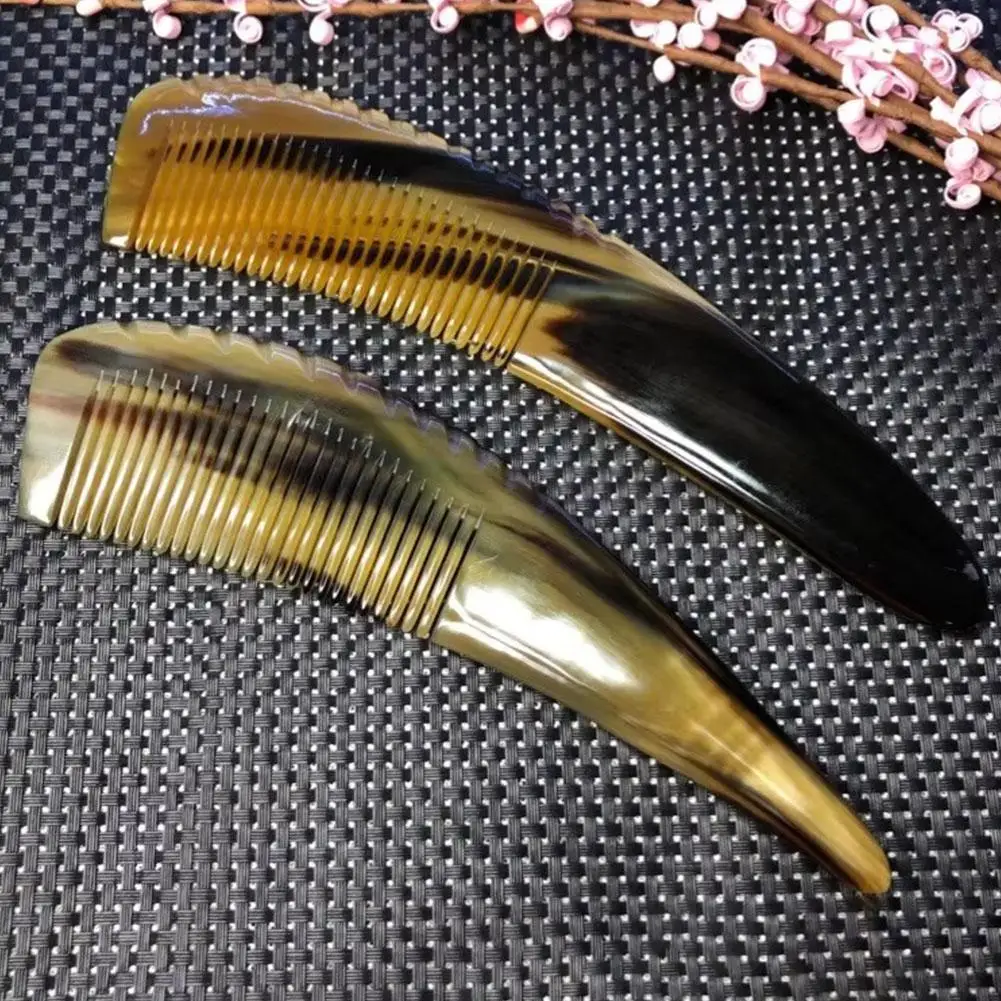 جديد القرن مشط ل غرامة الأسنان مجعد الشعر الصحة الثور تدليك أمشاط العظام البقر غرامة مجعد فرشاة شعر أداة Detangler الأسنان #6