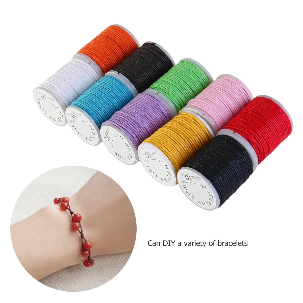 

10pcs 10 Rolls Waxed Cotton Cord 1mm Diameter 10M Random Color Durable Wax Rope DIY Bracelet Necklace Making Supplies