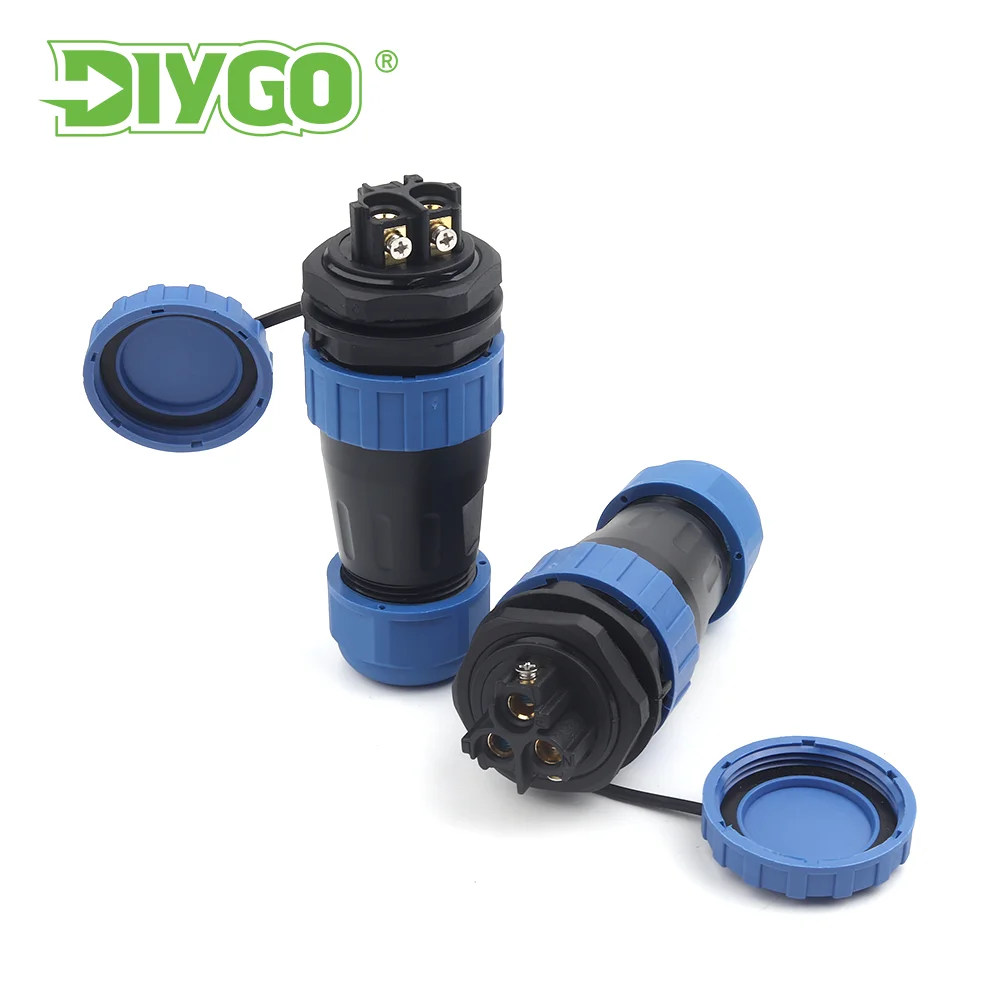 LP/SP28 IP68 Outdoor Waterproof Nut Type Crimp Solderless Connector 2 3 4 Pin Male Female Plug Socket Aviation Cable Connectors