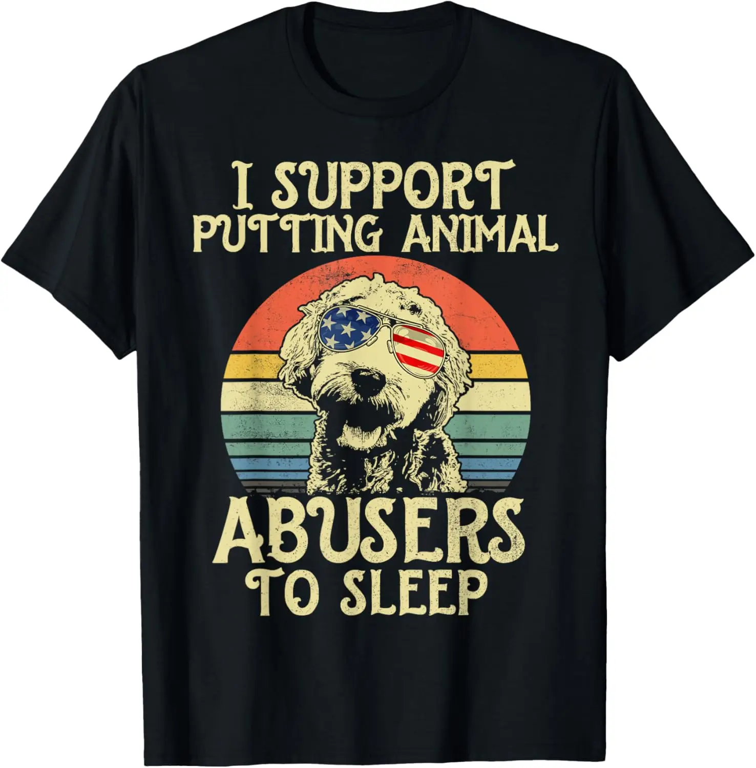 I Support Putting Animal Abusers To Sleep Vintage Doodle Men T-Shirt