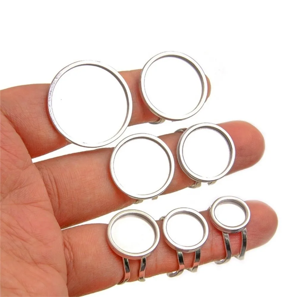 18-25mm Stainless Steel Ring Settings Stainless Steel Blank Settings Bezel Jewelry Making Open Rings Adjustable Finger Rings