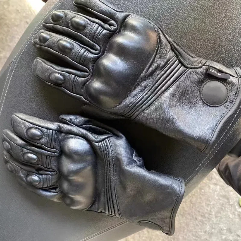 Anti Fall Motorcycle Riding Gloves, Couro protetor, Resistente ao desgaste, Esportes ao ar livre, Acessórios de equitação