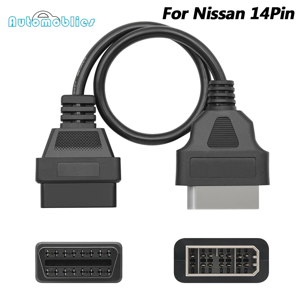

Кабель-удлинитель OBD2 с 14-контактного на 16-контактный разъем для Nissan, адаптер OBD 2 OBDII, инструмент для автодиагностики