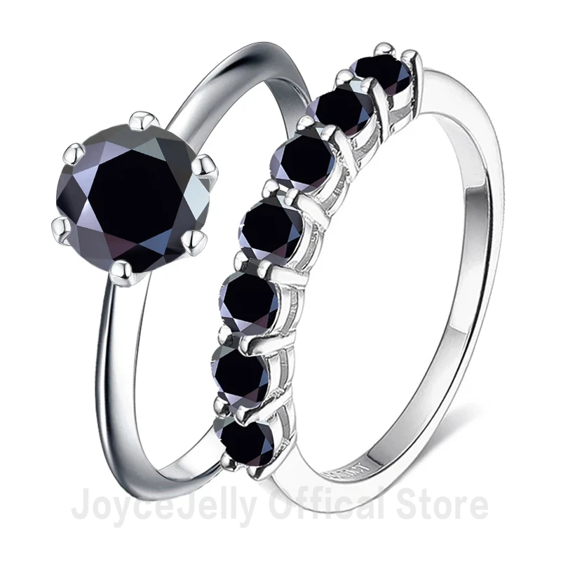 Imagem -06 - Joycejelly-d-color Conjunto de Anel Moissanite para Feminino 925 Jóias de Prata Esterlina Bandas de Casamento Presente de Noivado Tamanho 5-9 1.7ct Pcs Conjunto