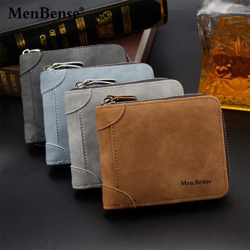 MenBense Genuine New men's wallet fashion matte men's multi-card coin purse for boyfriend card holder coin purse faux leather