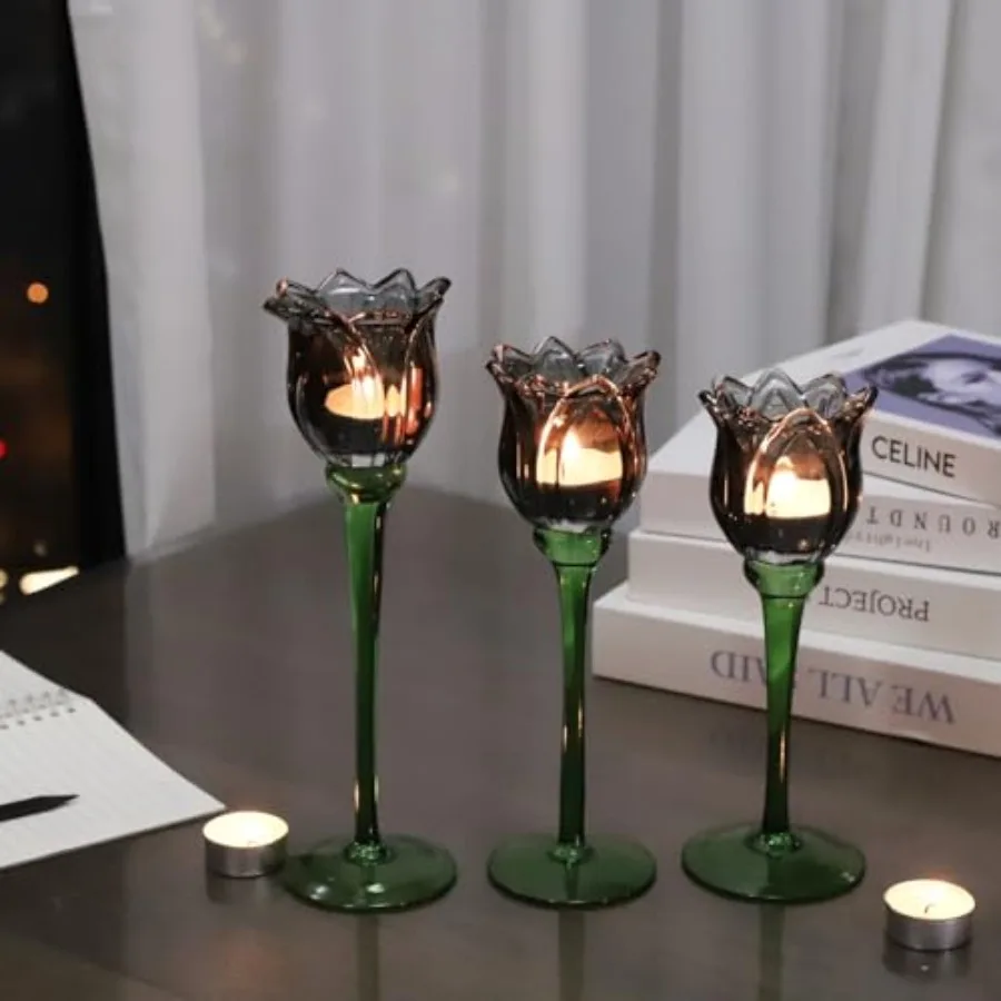 

Light Flower Tealight Candle Holder Set of Holiday Decorative Votive Candle Holders for Halloween Theme Party Different Heights