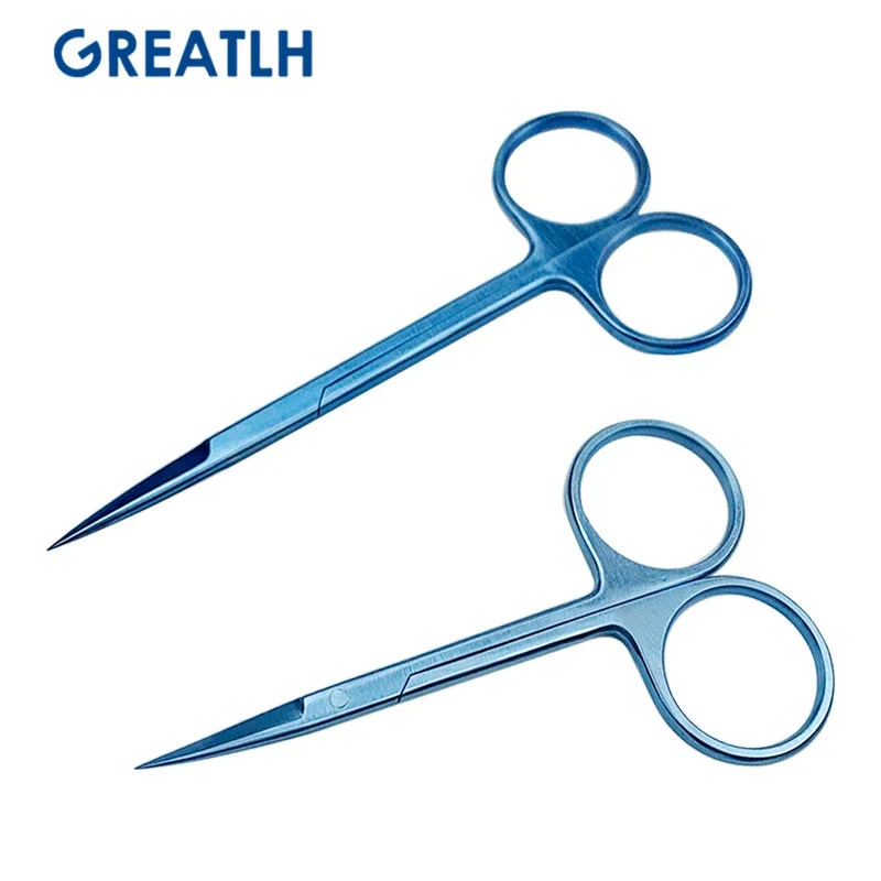 

Titanium Alloy Medical Suture Scissors Ophthamic Instrument Straight Curved Double Eyelid Tool