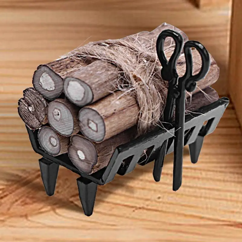 Small Firewood Rack Indoor Log Holder Wood Storage For Fireplace Heavy Duty Metal Firewood Holder With Removable Holders