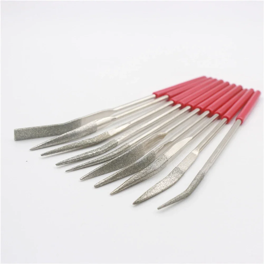 Diamond File Set Needle File Set Elbow Curved File Bend Head Mini Needle File For Stone Glass Metal Carving Craft High Quality