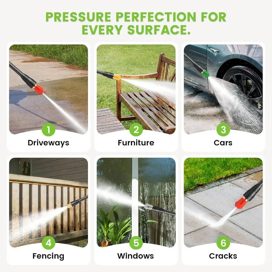 منظف الضغط العالي مع أقصى إخراج 5000 رطل لكل بوصة مربعة ومعدل تدفق 4.0GPM يتميز بخرطوم تمديد مرن بطول 33 قدم و4 فوهات من الفوم #3