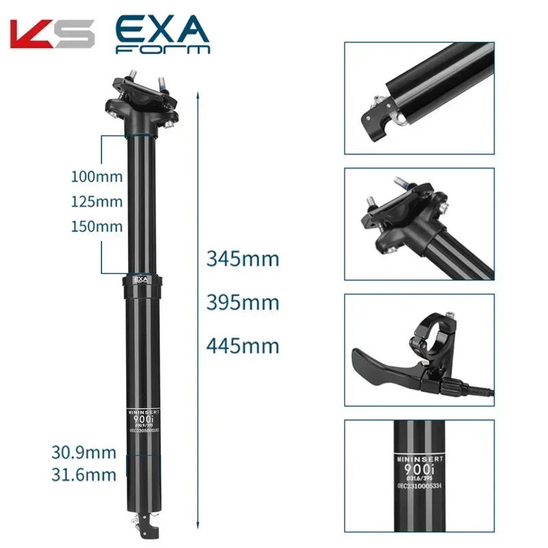 ks exa 900i Dropper Seatpost Mtb 31.6/30.9mm Dropper Post Mountain Bike Internal Cable Routing Travel 100mm/125mm