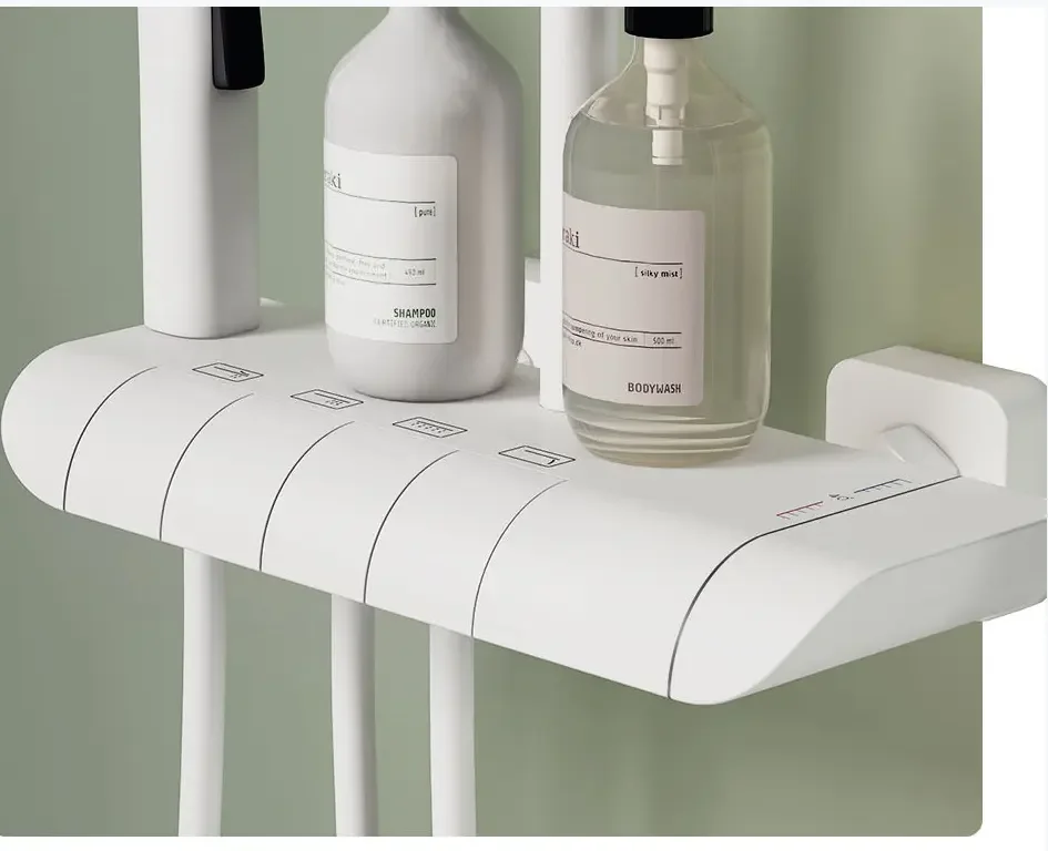 High Quality Luxury 4-Function White Piano Shower System 5-piece Luxury Rainfall Combo Square Shower Head Bidet Jet Apartments