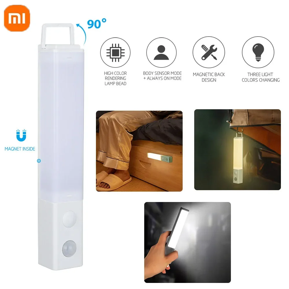 

Xiaomi Night Lamp With Motion Sensor Light Rechargeable Usb Camping Led Lights Strips Magnet For Bedroom Kitchen Cabinet Decor