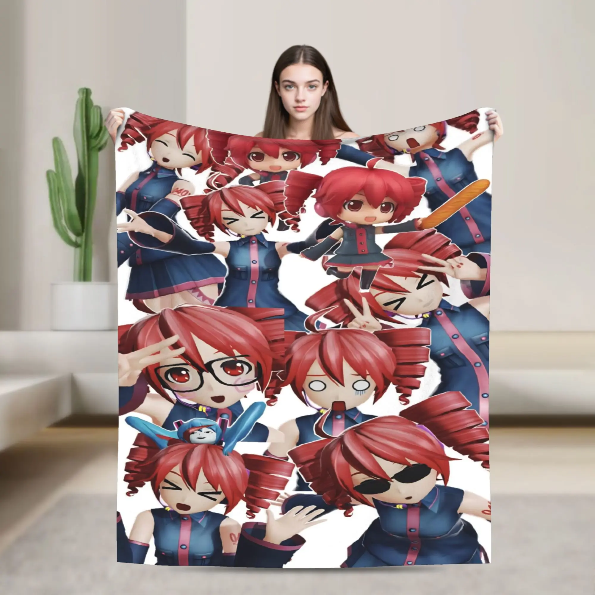 Pearto Poteto Anime Kasane Teto Virtual Singer Blanket Soft Warm  Throw Blanket Autumn Camping Living Room Comfortable Bedspread