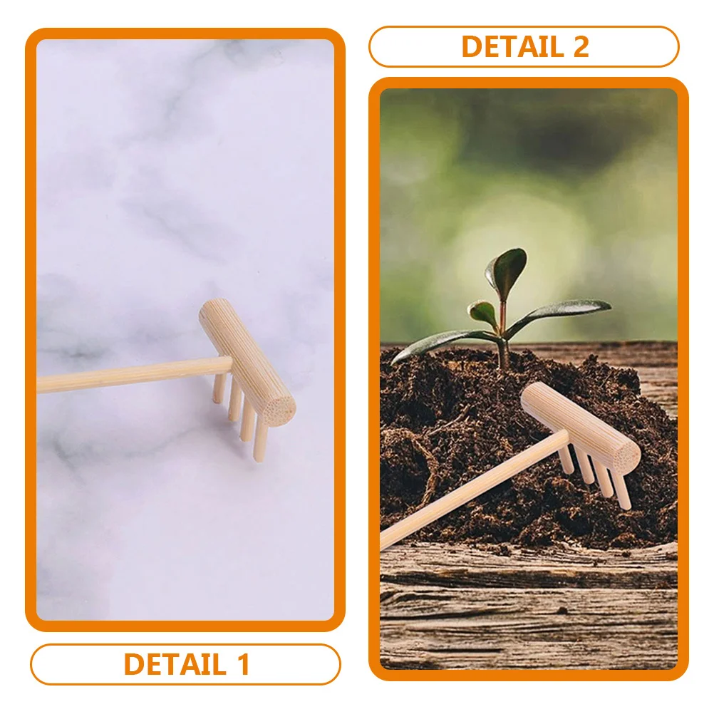 

6Pcs Bamboo Mini Rakes Strong Garden Tools for Sandbox DIY Sand Table Craft Accessories Mini Rake Sand Table Rake