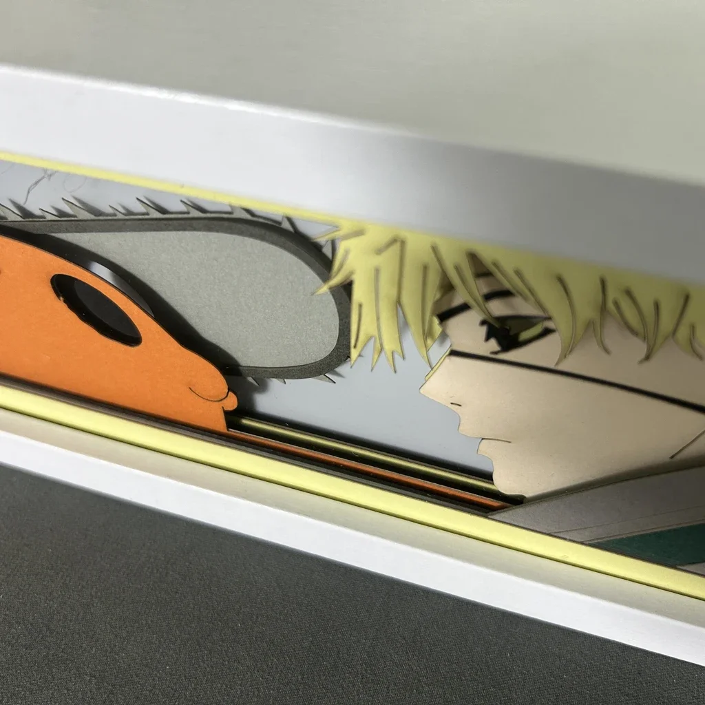 Chainsaw Man Anime Peripherals Makima Led Light Paper Cut Shadow Box Denji Figures Lightbox Ornaments Birthday Gifts Toys Boys