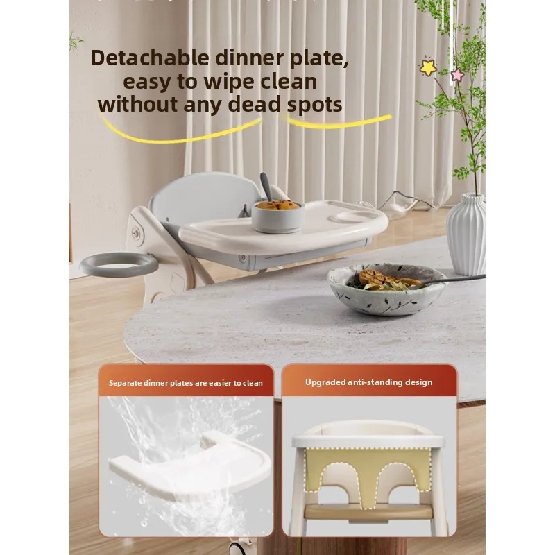 Baby Dining Chair Foldable Adjustable High Chair Convertible Growth Seat for Children Home Feeding Table Chair