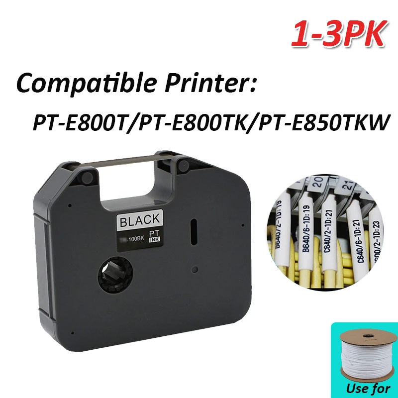 1-3pcs PT-100BK schwarzes Etiketten band kompatibel TR-100BK Bruder Farbband drucker TP-E800T e800tk e850tkw