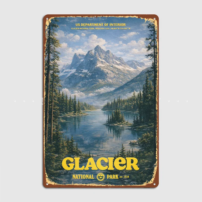 Glacier National Park Metal Custom Sign Living Room Wall Indoor Decor Room Decoration Bedroom Posters Home Decor