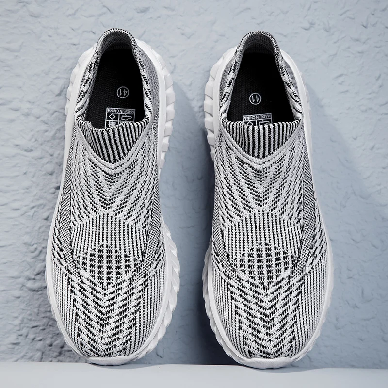Fashion Knitted Socks Shoes Men Women Light Breathable Casual Sneakers Slip-on Soft Sole Walking Footwear Plus Size 36-46