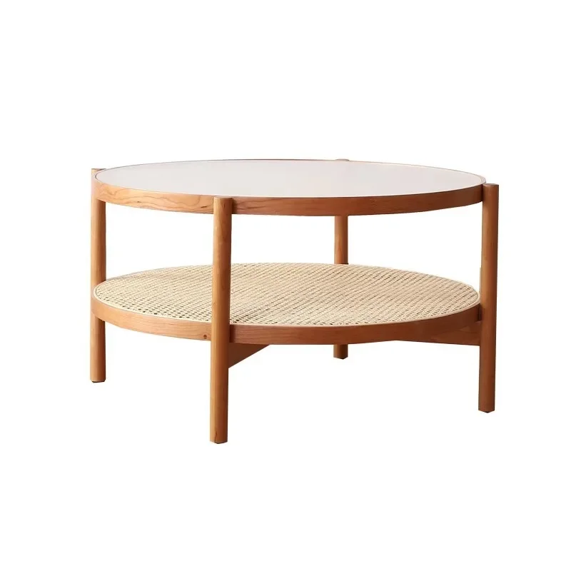

Nordic cherry round glass coffee table Internet celebrity creative simple coffee table