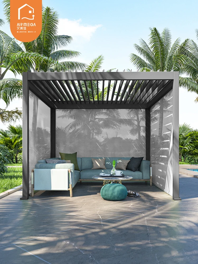 Outdoor electric sunshade turning plate Louver Courtyard Pavilion Terrace Garden Sunshine Room Villa rainproof canopy