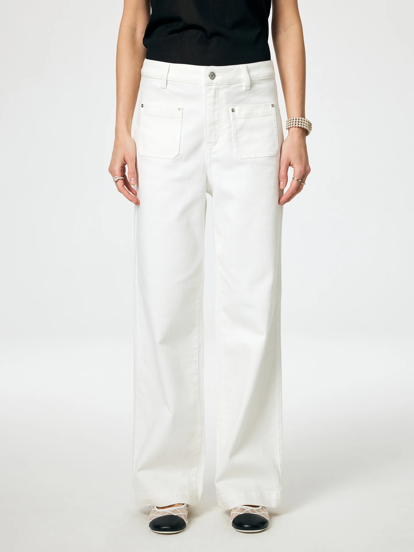 

SOV Soft Candy Denim Original Color Straight Leg Pants Shorts Non-Fading Simple Design Women's Jeans Cotton Stretchy Trousers