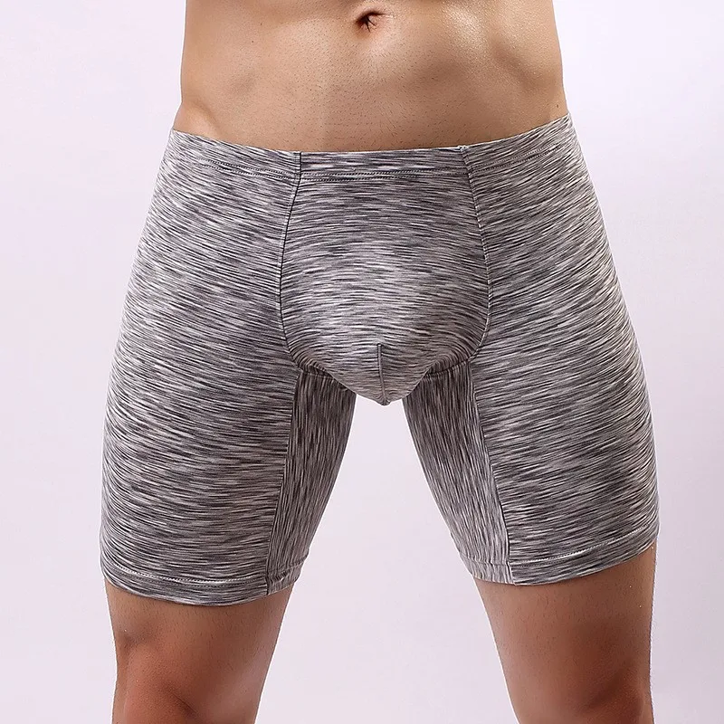 Calzoncillos Boxer de pierna larga sin costuras para hombre, bolsa en U, soporte antirozaduras, ropa interior de entrenamiento ajustada, bañadores deportivos cómodos, pantalones cortos