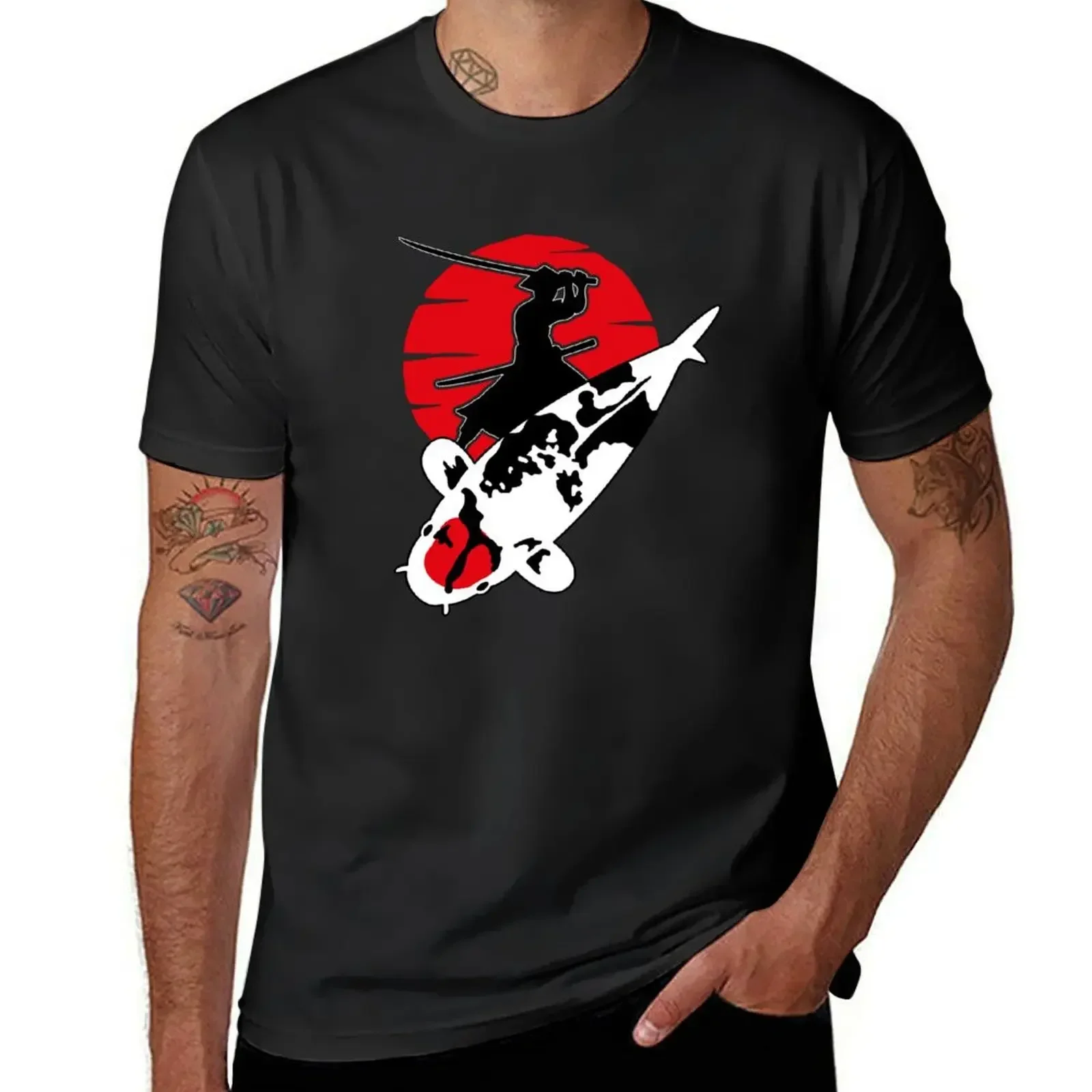 Koi Fish Samurai, Tancho Showa Koi Fish Japan T-Shirt oversizeds summer tops fitted t shirts for men