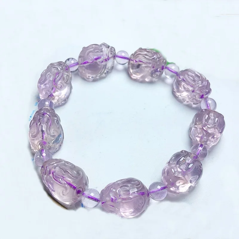 

Rough Stone Amethyst Bracelet Women's Single Ring Fashion Small Simple Carved Bracelet Ornament All-Match