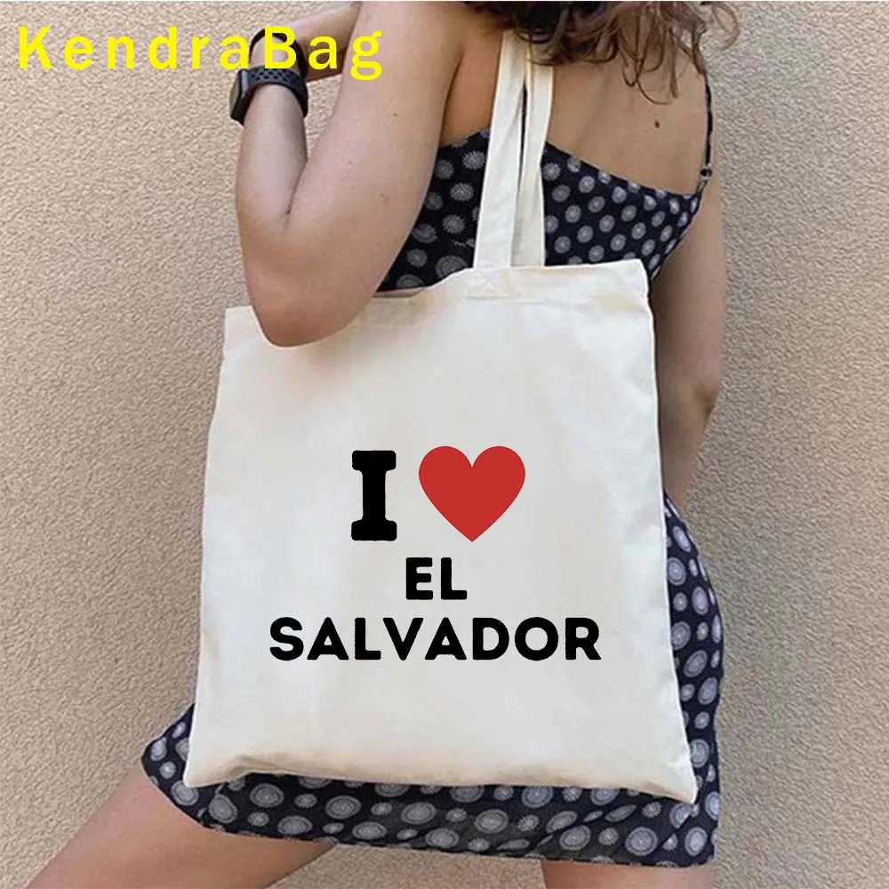 Bolsa de lona para pintura a óleo, sacola, céu tropical, izalco, amor, coração, aquarela, Bahia, linha do horizonte, bonito, lona, mapa de El Salvador, bandeira