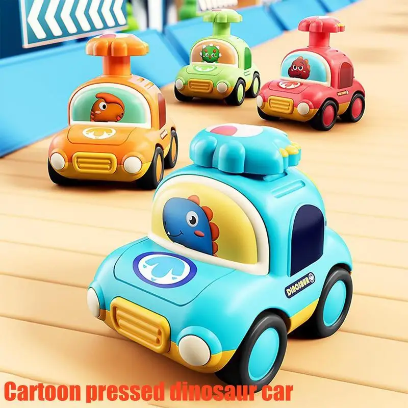 Press Sliding Car Kids Dinosaur Inertia Toy Cartoon Press and Go Vehicle Toy with Whistle Children Early Educational Toys Gifts