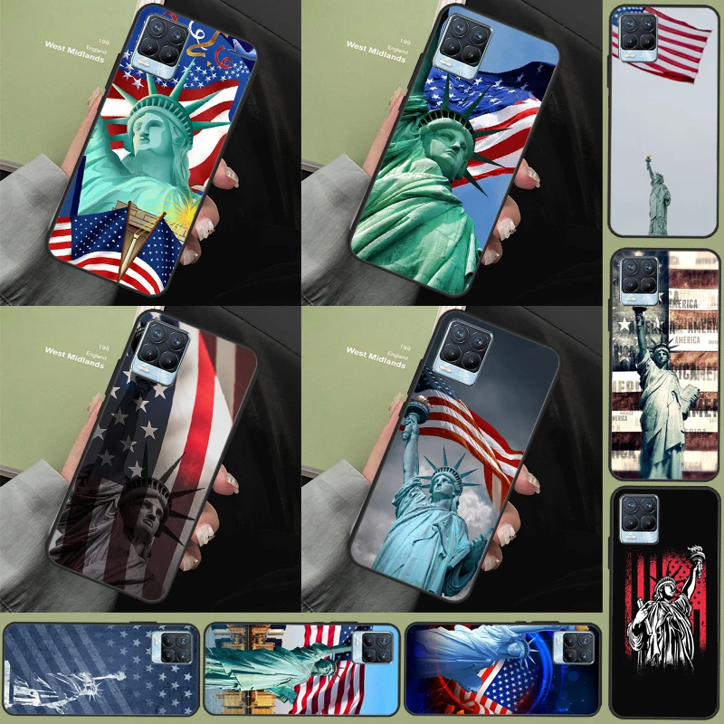 America Flag Statue of Liberty Case For Realme 10 11 Pro Plus C55 C35 C33 C31 C30 C25s C21Y C15 C11 GT Neo 5 3 2T 3T Cover