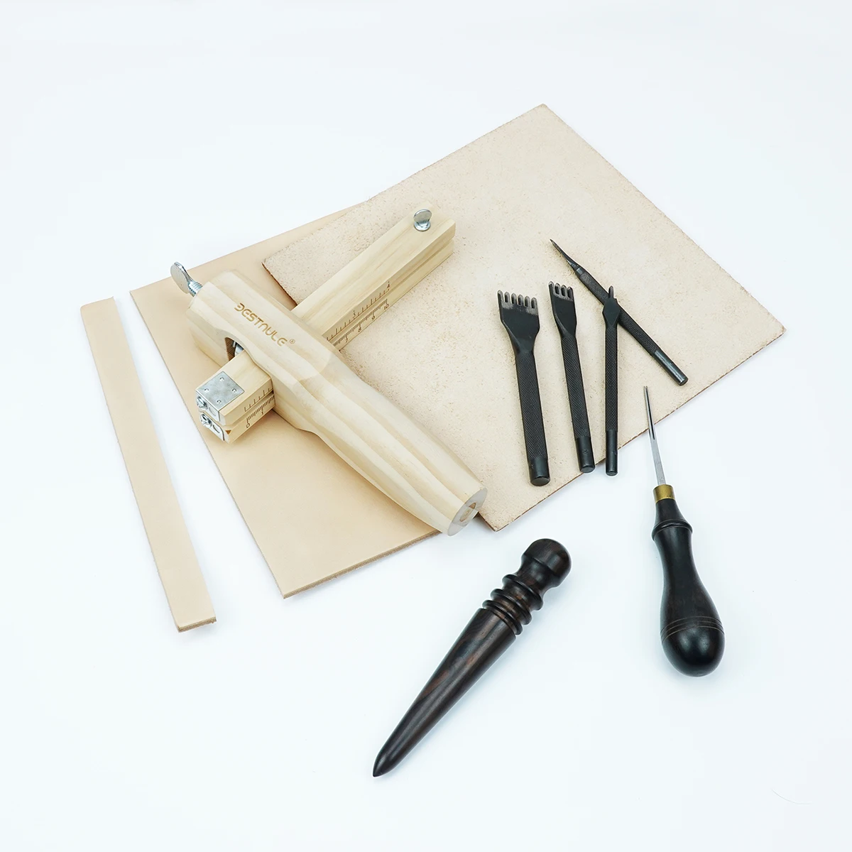 BESTNULE Leather Cutter For Fringe Braiding Strip Belts and Lace Leather Table Top Lace (come with 3 blades)