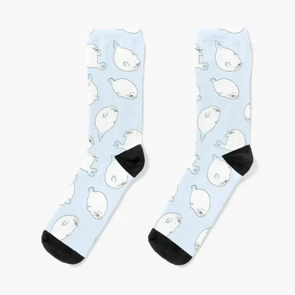 All-Over-Print Adorable Seal Pups (blue) Socks compression winter thermal shoes sport Ladies Socks Men's