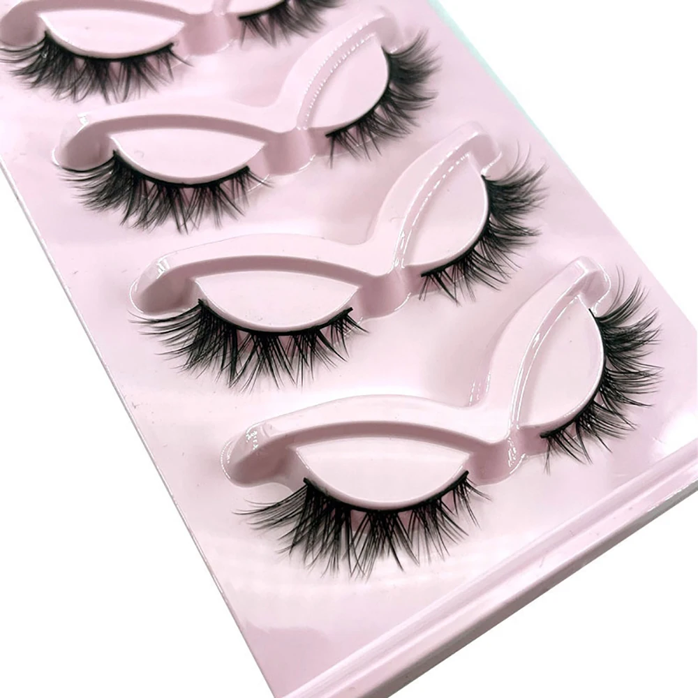 5 par czarnych łodyg, grube lis, skośne i latające lisie oczy, naturalny styl i sztuczne rzęsy