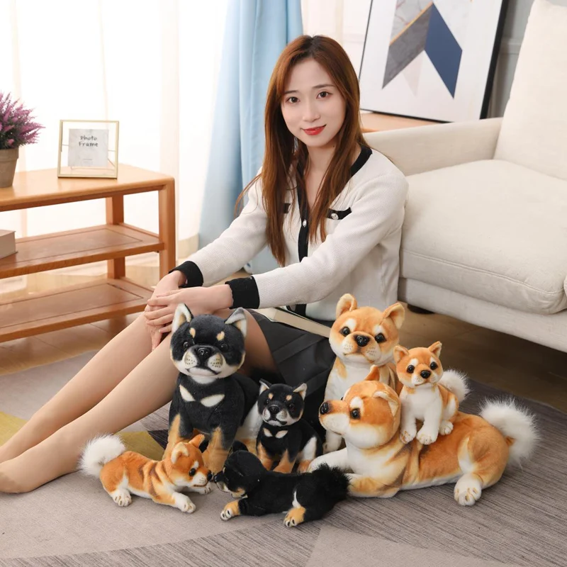 

High Quality Simulation Dog Plush Toy Stuffed Lifelike Shiba Inu Dog Lying Puppy Doll Home Decor Birthday Gift Decoration