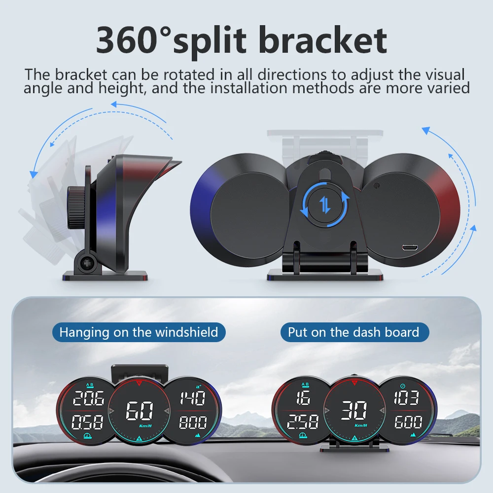 Multifunctional car HUD G17 New Cyberpunk Design Auto Meter Head-Up Display GPS Speedometer Car HUD with 2-Year Warranty