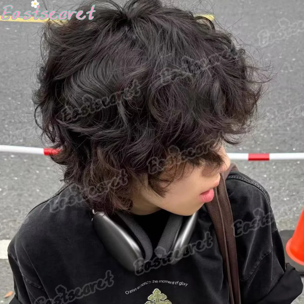 EAST Black Short Wig Synthetic High Temperature Wig Men's Wigs for Cosplay Anime Party Daily Wig Realistic Natural Hair