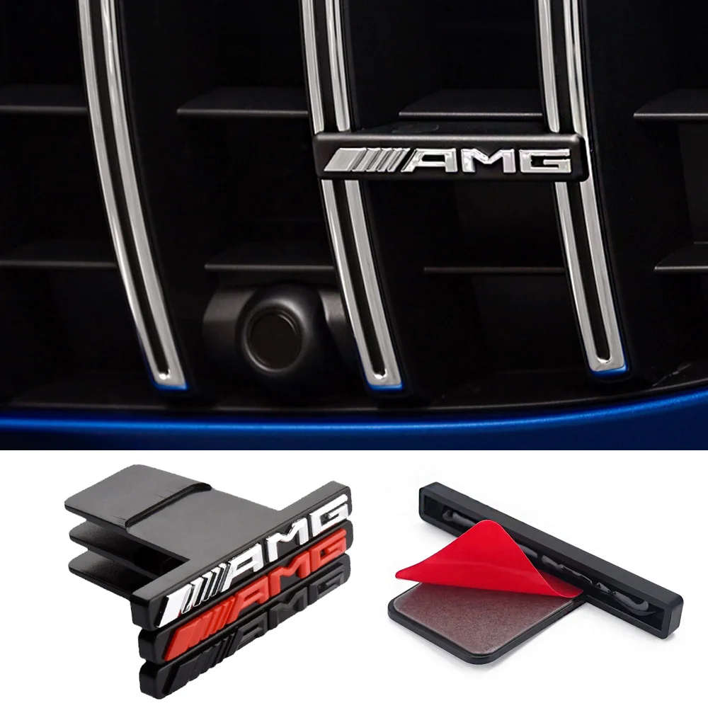 For AMG Mercedes Benz w211 W124 W169 W176 W177 W202 W203 W204 W205 W210 auto accessories AMG Logo Emblem Car Front Grille Badge view 2