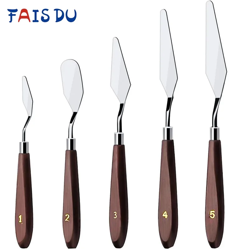 FAIS DU 5PCS Stainless Steel Spatula Cake Cream Spatula Set Oil Painting Knives Artist Crafts Spatula DIY Tools