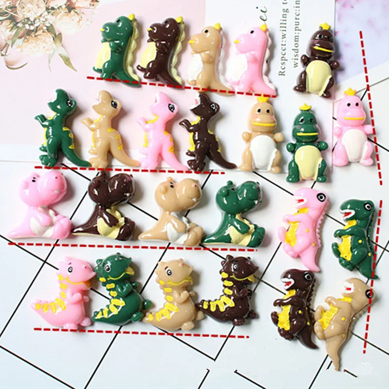 

100pcs Kawaii Cartoon Animal Dinosaur Resin Flat Back Convex Circular Small Crafts Scrapbook Hair Bow Making DIY Accessories