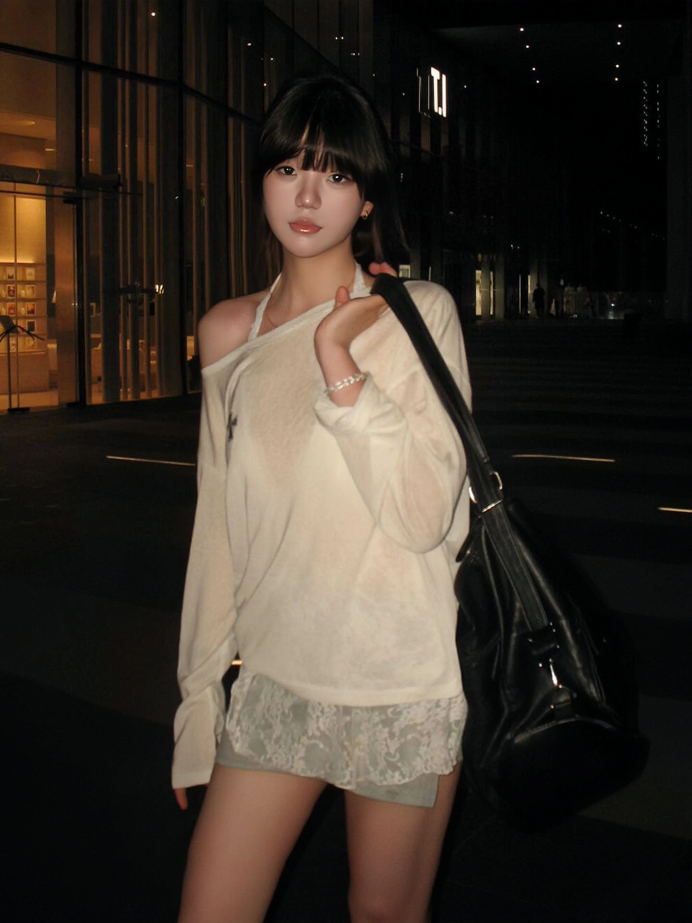 Tonngirls الكورية نمط تي شيرت بلوزات غير مغطية للكتف الأبيض فضفاض Shiring تي شيرت بلايز انظر من خلال Y2k اليابانية طباعة بلايز Fairycore