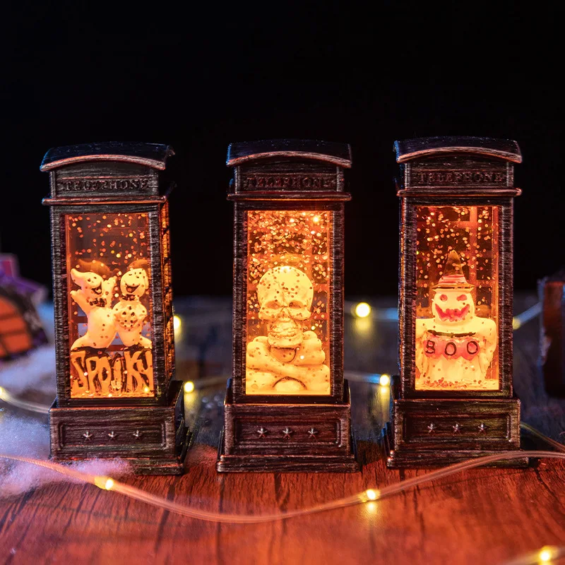 

Halloween Spooky Lights Ghost Festival Skeleton Night Lights Fun Phone Booth Small Lamp Holiday Atmosphere Desktop Ornaments