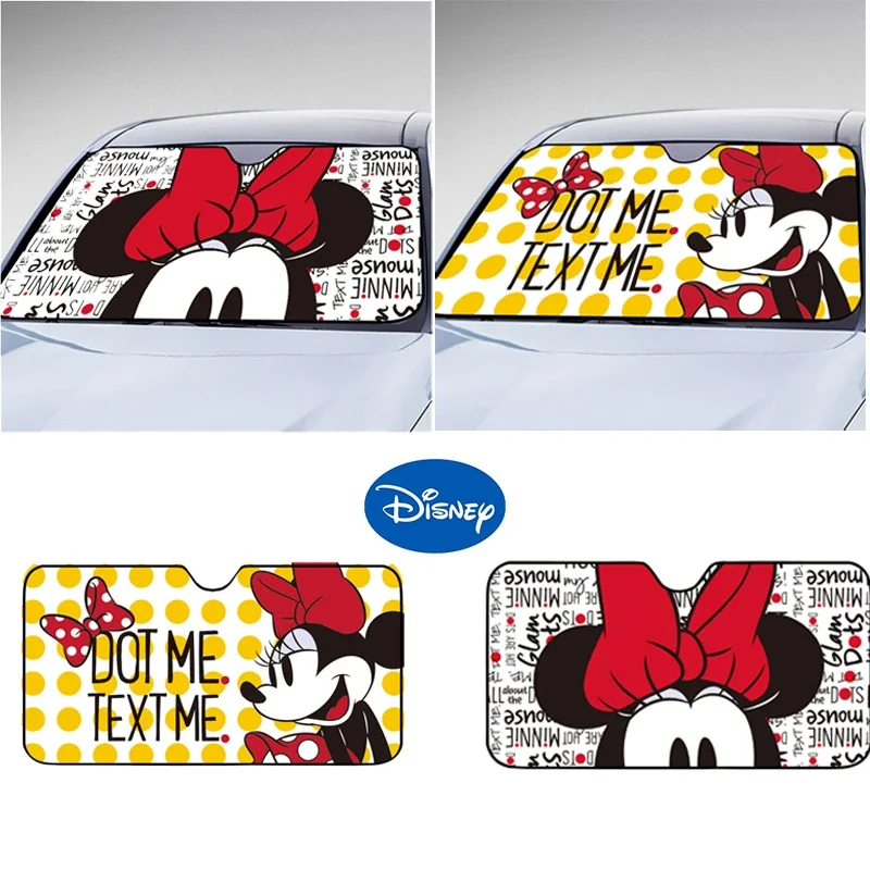 Disney Mickey Car Sunshade Cute Car Sun Visor Front Gear Sunscreen Heat Insulation Cloth Front Windshield Cover Blackout Curtain