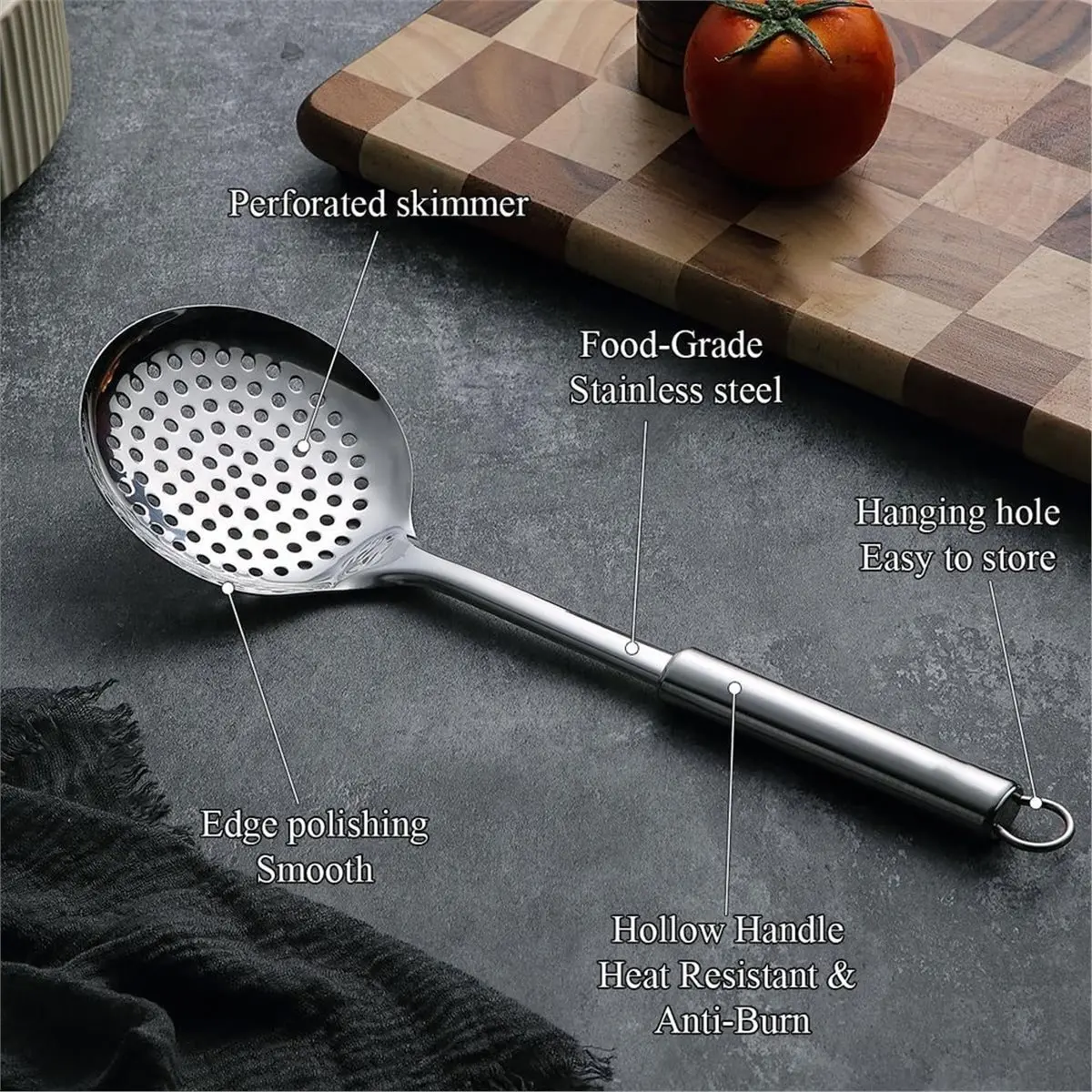 Multi-use Gear Spider Strainer Skimmer Ladle 2Pcs,Stainless Steel Kitchen Skimmer Slotted Spoons for for Straining Pasta/Cooking